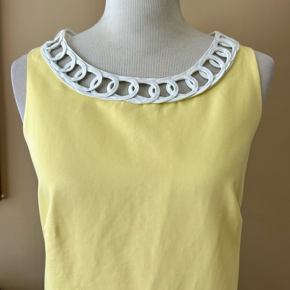 Lilly Pulitzer Butter Yellow Cotton Sleeveless Shift Dress White Lace Trim Sz 10 - Picture 4 of 10